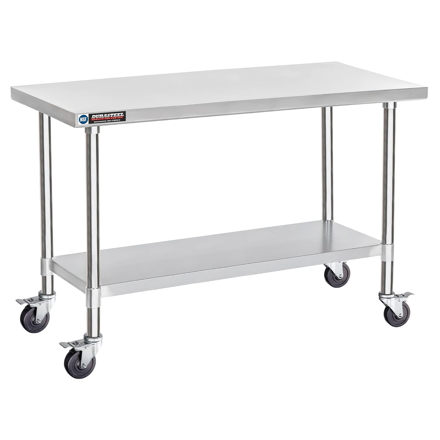 DuraSteel 24x60 NSF Stainless Steel Cart - Heavy Duty Food Prep Table with Undershelf - Rolling