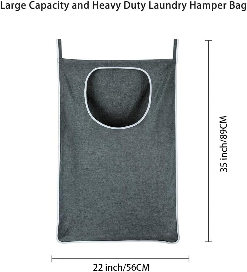 Hanging Laundry Bag with Over Door Hooks, Laundry Hamper and Space Saving Laundry Bag with Zipper