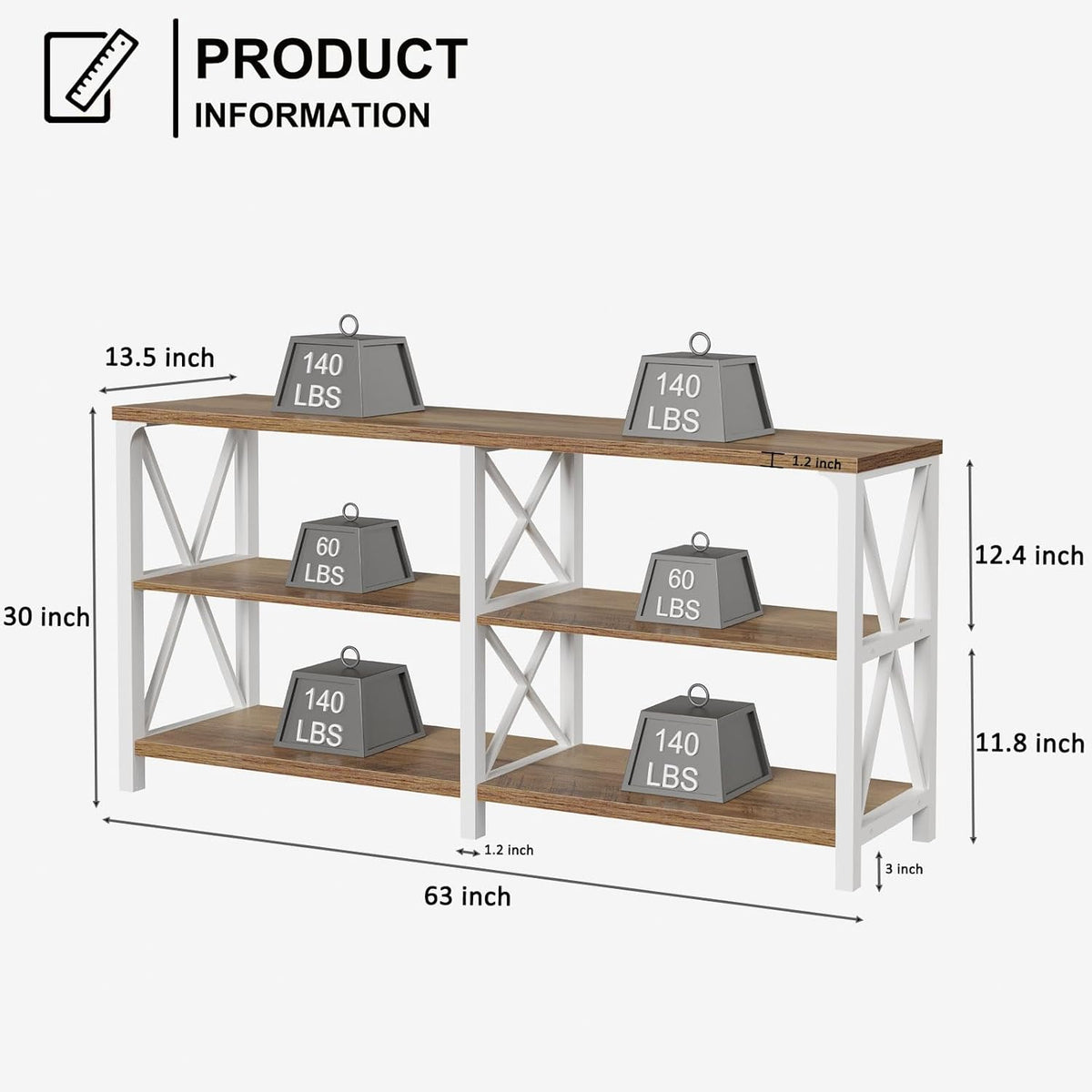 LVB Industrial Entryway Table, Farmhouse Rustic Console Table Behind Couch, Long Metal Sofa Table