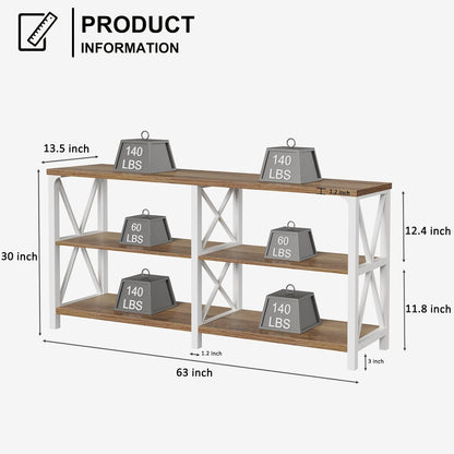 LVB Industrial Entryway Table, Farmhouse Rustic Console Table Behind Couch, Long Metal Sofa Table