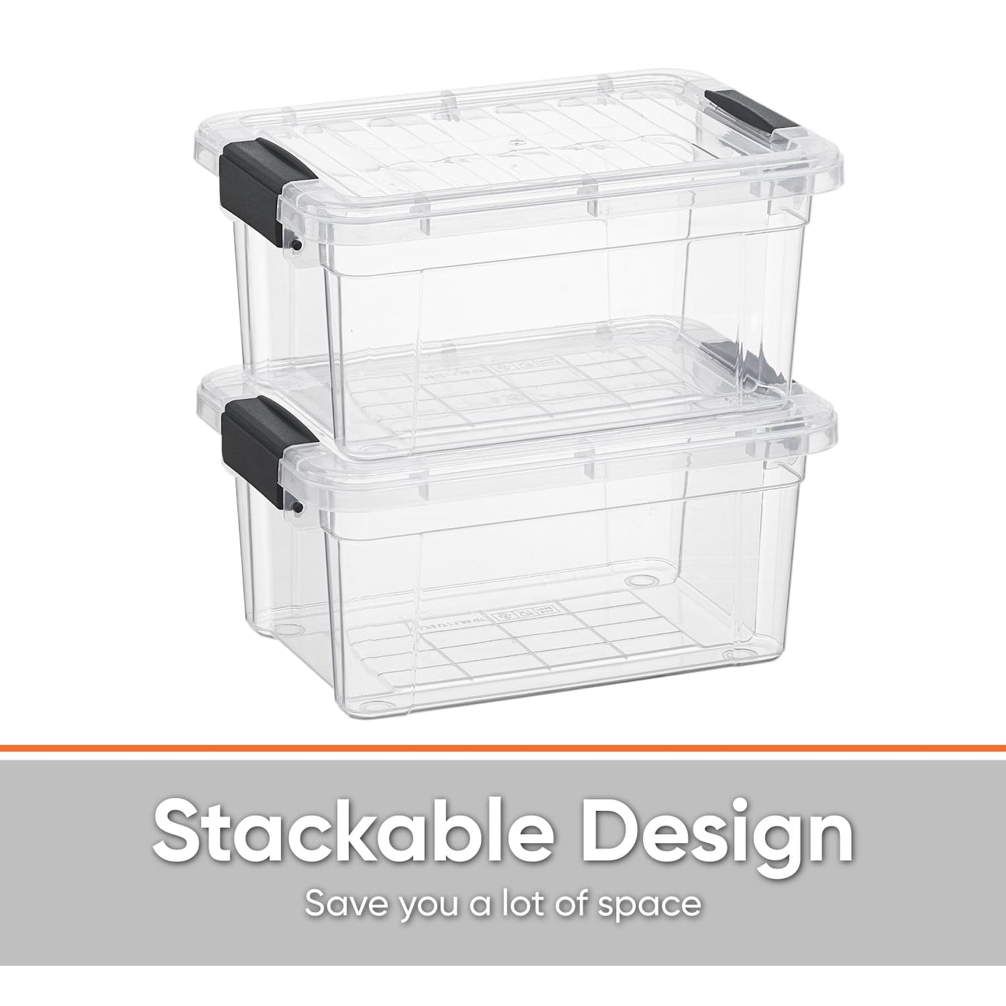 Superio Clear Plastic Storage Bin with Lid, 3.5 Qt, Non-Toxic, BPA Free, Odor Free, Organizer
