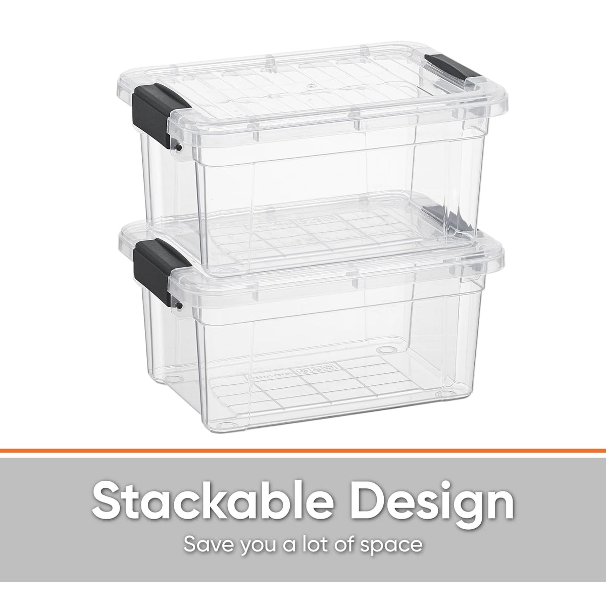 Superio Clear Plastic Storage Bin with Lid, 3.5 Qt, Non-Toxic, BPA Free, Odor Free, Organizer