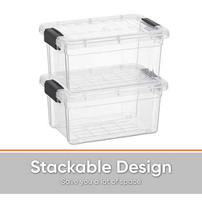 Superio Clear Plastic Storage Bin with Lid, 3.5 Qt, Non-Toxic, BPA Free, Odor Free, Organizer