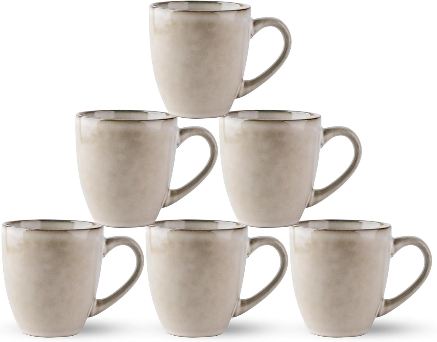 GBHOME Ceramic Coffee Mugs Set of 6, 12oz Stoneware Coffee Mugs Set For Dad Mom Women MEN, Light