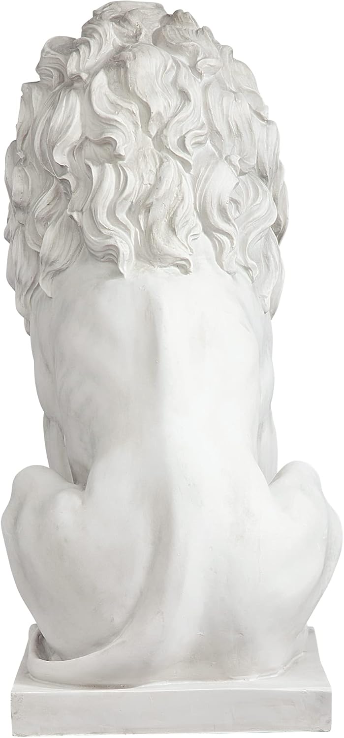 Design Toscano Lion of Florence Sentinel Indoor/Outdoor Animal Statue, 28 Inch Tall, Cast Stone
