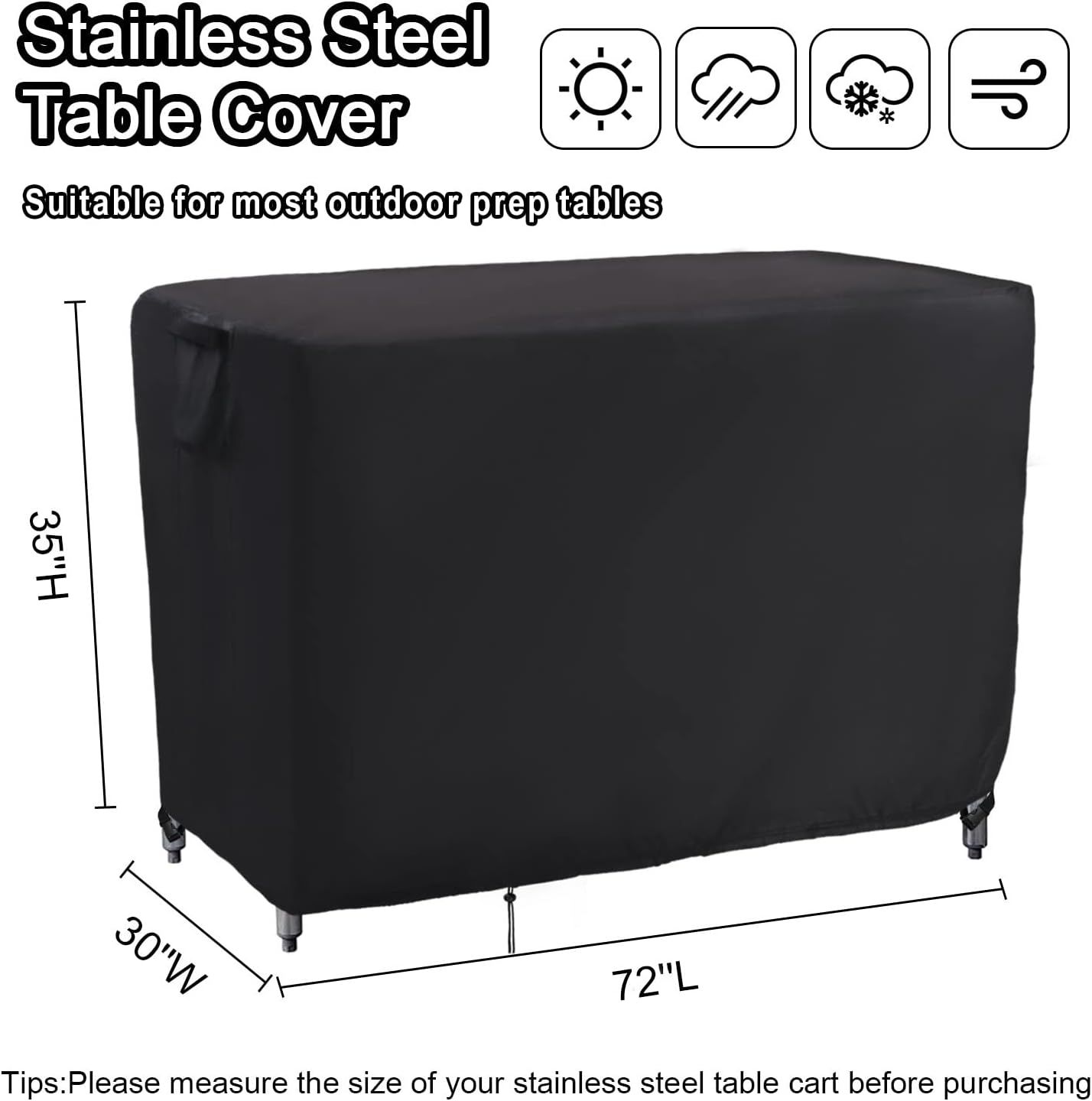 Kingling Outdoor Prep Table Covers, Waterproof Stainless Steel Table Cover Metal Table Cover