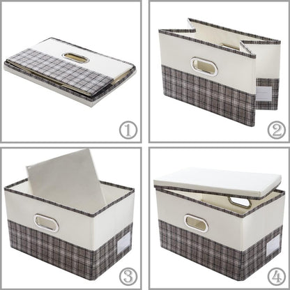 PRANDOM Collapsible Storage Bin with Lid [3-Pack] Fabric Foldable Storage Box Organizer Container