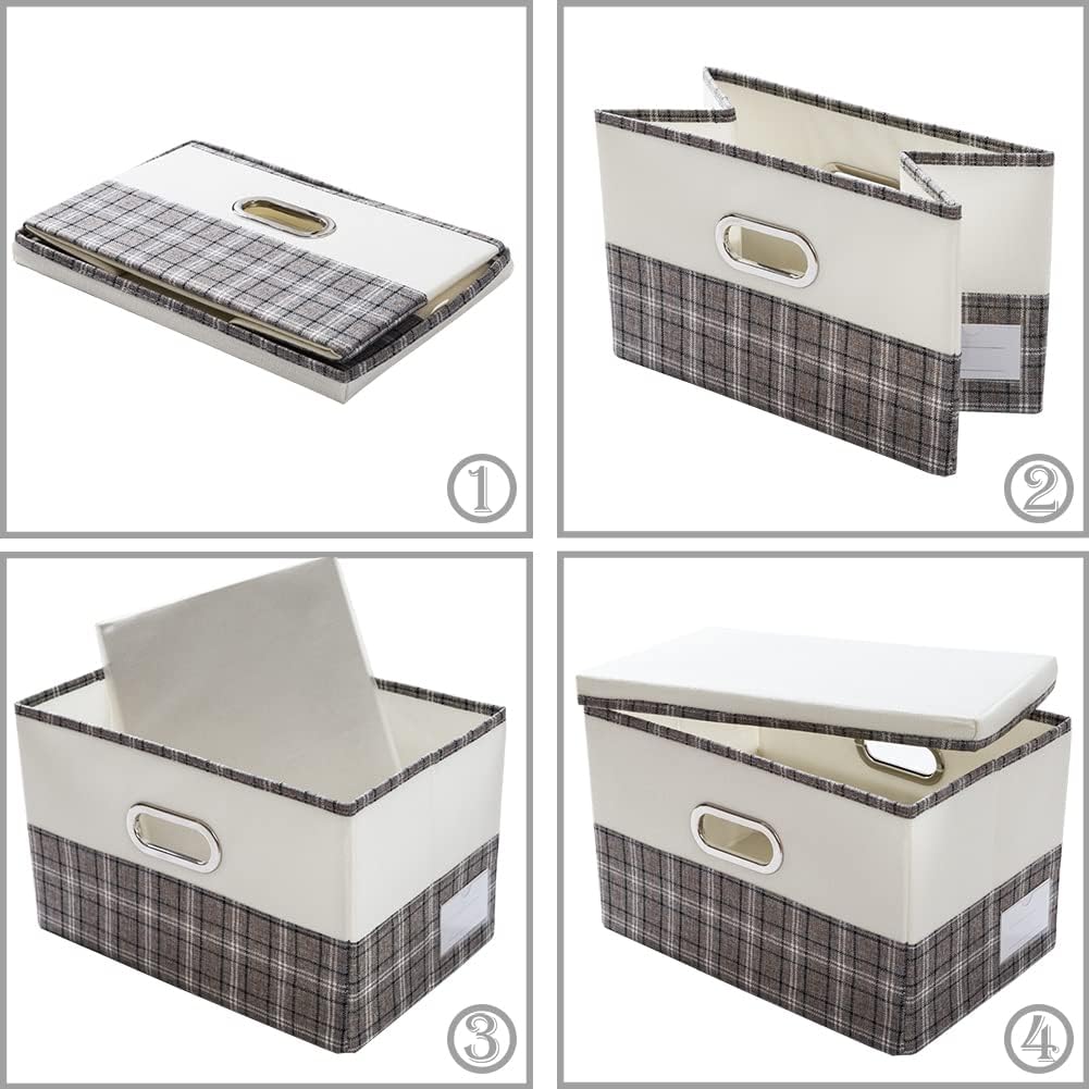 PRANDOM Large Collapsible Storage Bins with Lids [3-Pack] Fabric Foldable Storage Boxes Organizer
