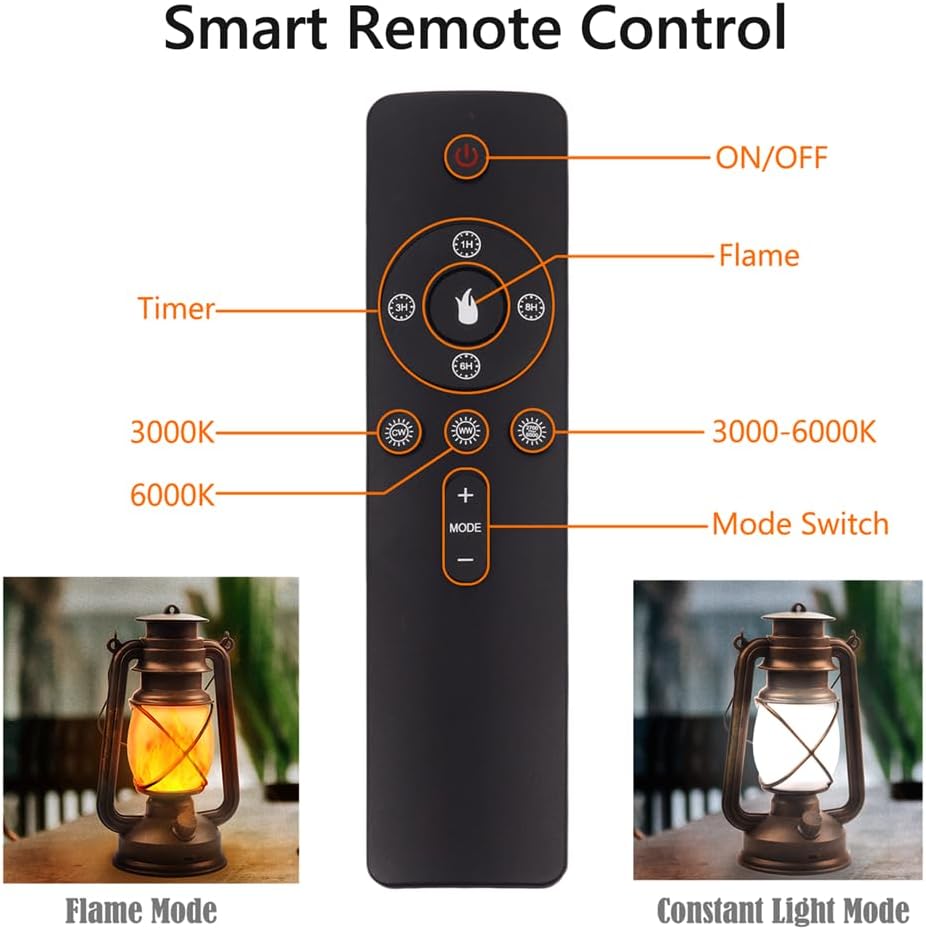 Lantern LED Battery Powered Camping Lamp Outdoor Hanging Lantern Flickering Flame Rechargeable