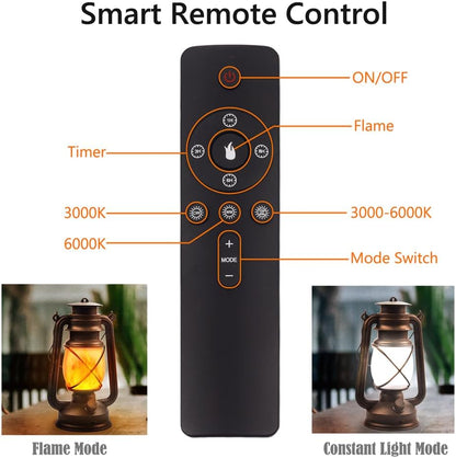 Lantern LED Battery Powered Camping Lamp Outdoor Hanging Lantern Flickering Flame Rechargeable