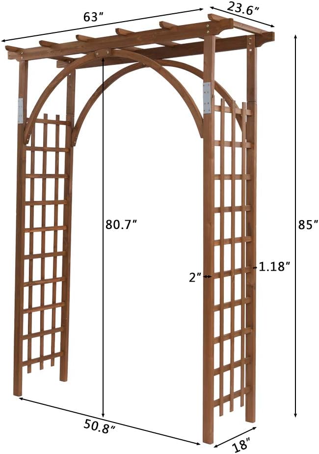 Outvita 7 Ft Wooden Garden Arbor Arch, Fir Wood Arbour Trellis, Pergola Archway for Wedding