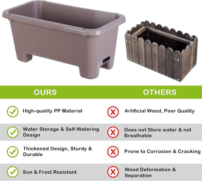 Self-Watering Rectangle Planter Boxes 8-Pack, 15.7-Inch Window Box Planter with Drainage Holes &