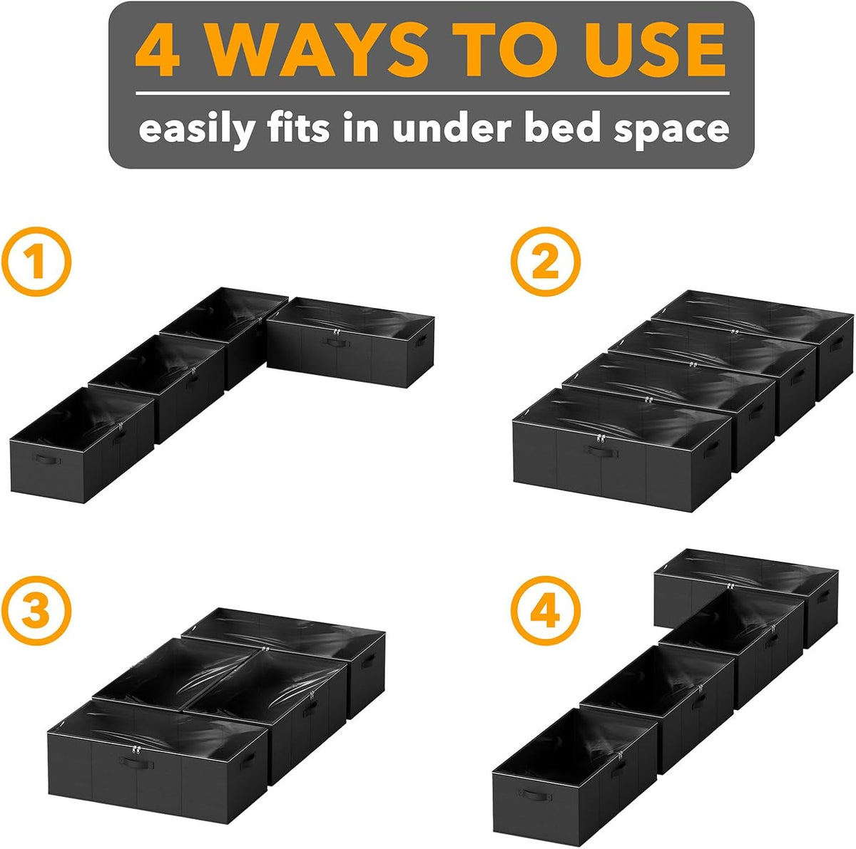 SpaceAid 4 Pack 10" High Under Bed Storage Containers, Large Underbed Storage Organizer Bins with