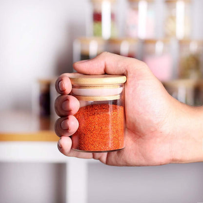 Spice Jar Set,2.5oz 20 Piece Glass Jar with Bamboo Airtight Lids and Labels, Mini Clear Food