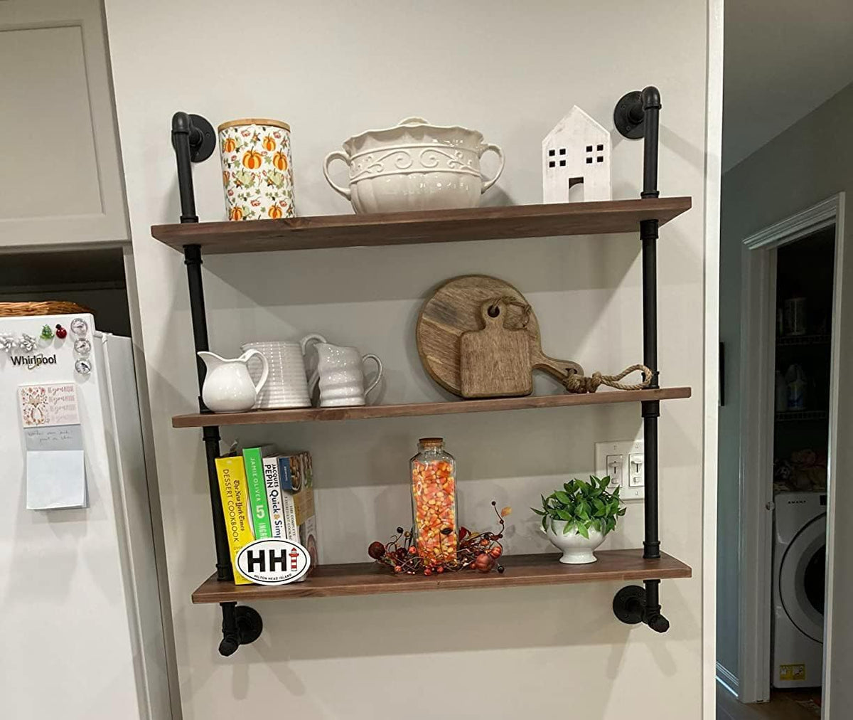 Industrial Pipe Wall Shelves with Real Wood Plank ,36 Inches Floating Shelves for Wall Farmhouse