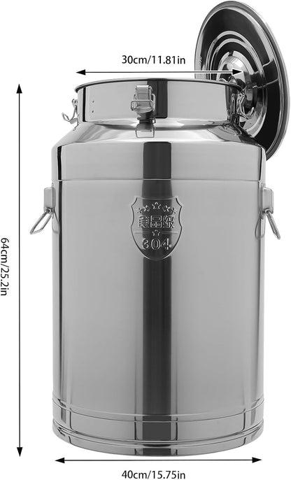 Stainless Steel Milk Can, 304 Stainless Steel Pail 20Gal Milk Can with Sealed Lid, 76L Hanging Lid
