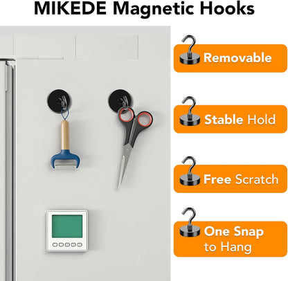 MIKEDE Black Magnetic Hooks, 80Lbs Heavy Duty Earth Magnets with Hooks for Cruise Cabin, Strong