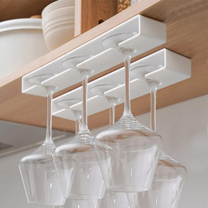4 Pack Wine Glass Holder,Wine Glass Rack Punch-free Under Cabinet Wine Glass Holder Hanging Plastic
