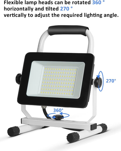 UFOND 6000 Lumen LED Work Light with Stand,60W Waterproof Flood Light, Brightness Switch
