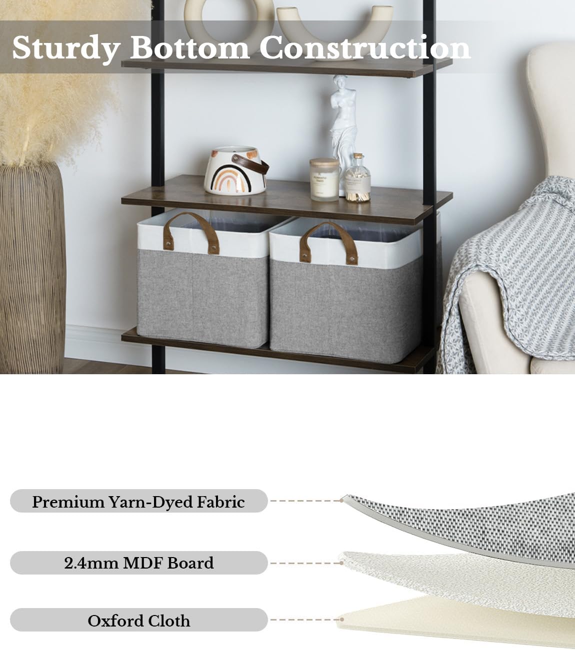 StorageWorks Storage Bins, Fabric Storage Bins for Shelves, Large Storage Baskets with Metal Frame