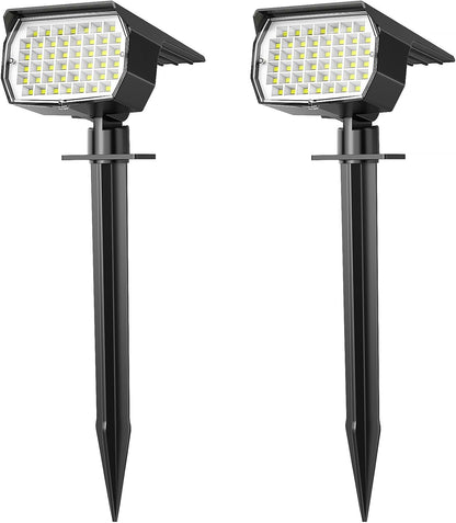 Solar Spot Lights Outdoor Waterproof IP65, 2 Pack Landscape Spotlights with 46 LEDs, 3 Modes Auto