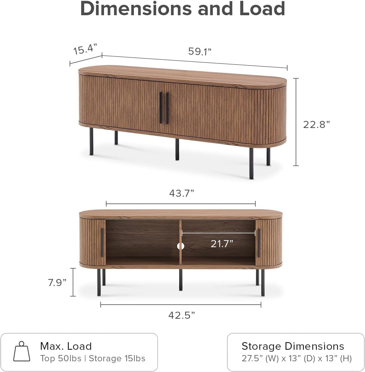 mopio Quin TV Stand, Mid Century Modern for 55/60/65 inch TV, Farmhouse TV Stand, Entertainment