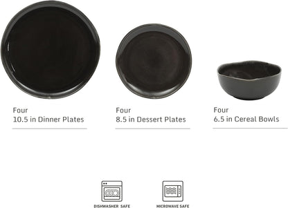 Gibson Elite Nardini 12 Piece (Service for 4) Plates and Bowls Reactive Glaze Dishes Stoneware