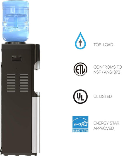 Brio Essential Series Top Loading Water Cooler Dispenser - Tri Temp Dispense, Child Safety Lock
