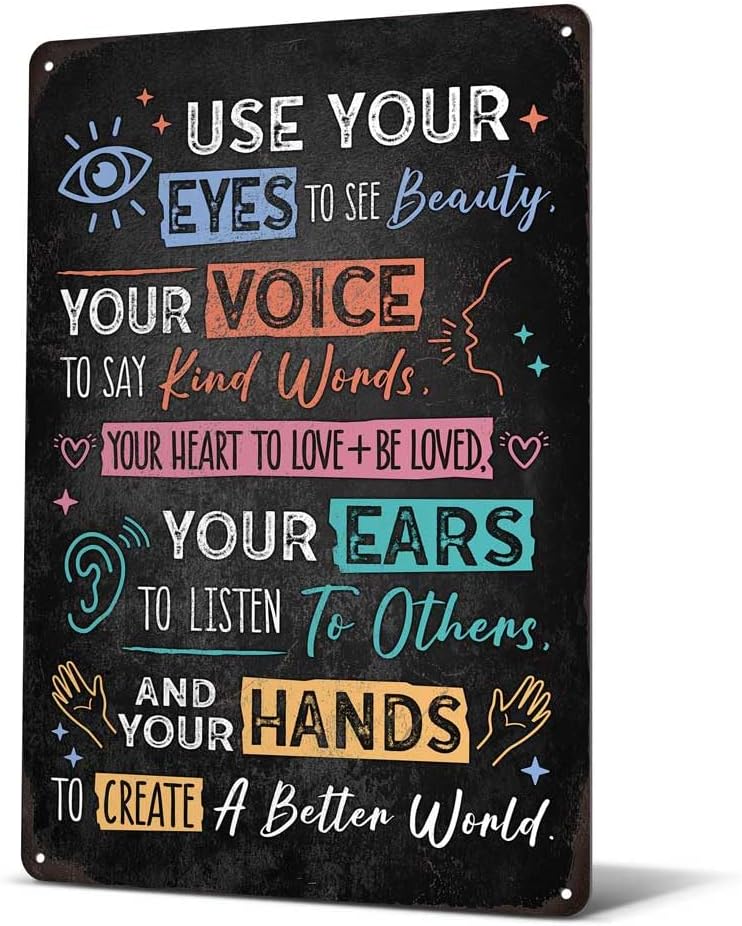 Heuhuww Vintage Positive Energy Wall Decor-Use Your Eyes To See Beauty Your Voice To Say Kind Words