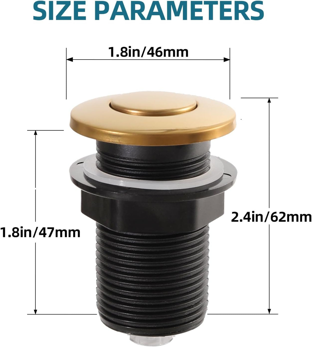 RQYEKDO Garbage Disposal 32mm/1.26 inch Air Switch Kitchen Sink Top Long Stainless Steel Polished