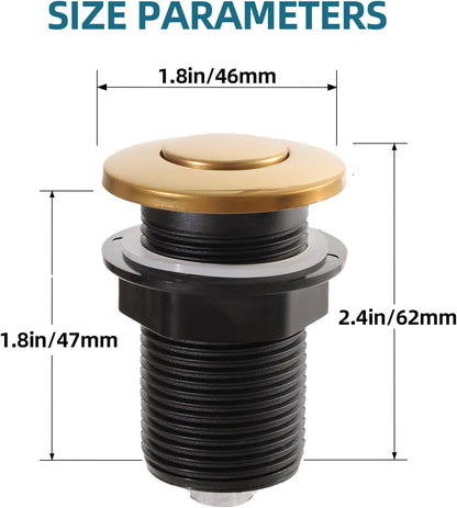 RQYEKDO Garbage Disposal 32mm/1.26 inch Air Switch Kitchen Sink Top Long Stainless Steel Polished