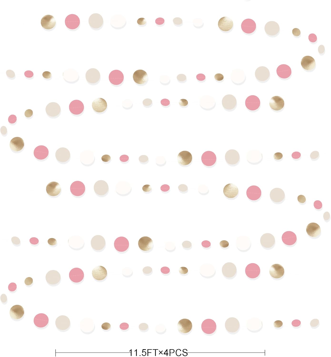 Champagne Gold Dusty Pink Decorations Circle Dots Garland Gold Pink Nude Neutral Cream White Boho