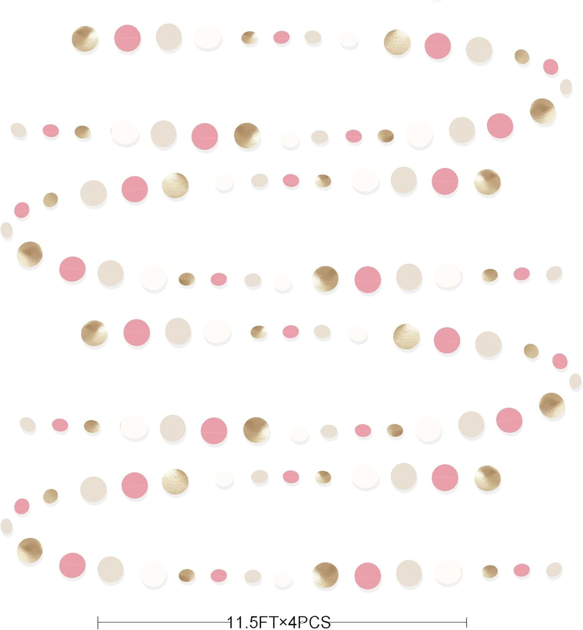 Champagne Gold Dusty Pink Decorations Circle Dots Garland Gold Pink Nude Neutral Cream White Boho