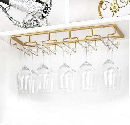 Wine Glass Rack - Under Cabinet Stemware Wine Glass Holder Glasses Storage Hanger 1 Pack Metal