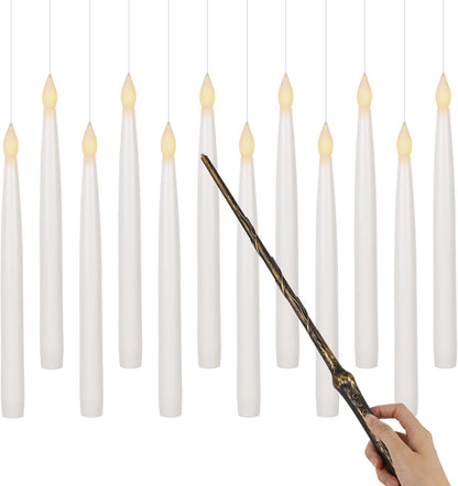 GenSwin 10.8" Floating Candles with Magic Wand Remote Timer, Flameless Taper Candles Flickering