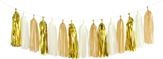 White Gold Champagne Party-Decorations Tassel-Garland -15pcs Christmas Wedding Engagement Tassels