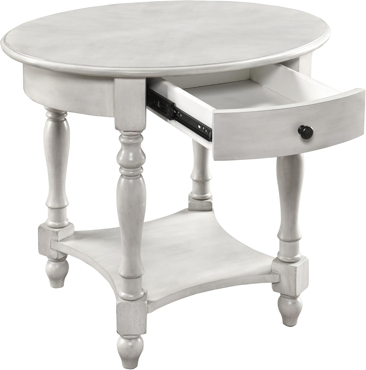 MODERION Oval End Table with Drawer, Solid Wood Sofa Side Storage Shelf, Traditional Living Room