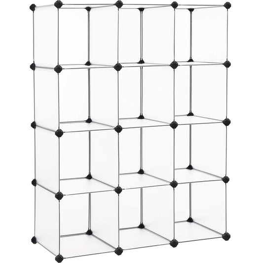 SONGMICS Cube Storage Organizer, Set of 12 Plastic Cubes, Book Shelf, Closet Organizers and
