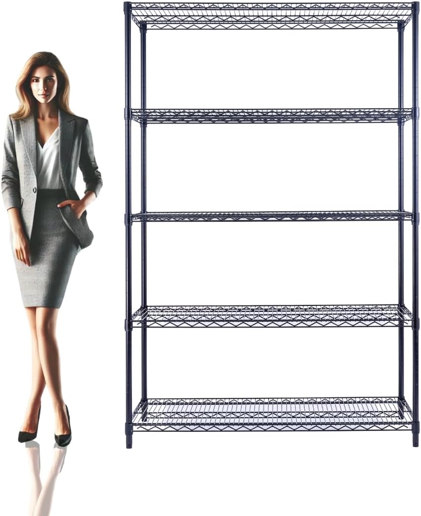 48"x24"x72" Black 5-Tier Premium Wire Shelving NSF 4000 LBS MAX Capacity Heavy Duty Steel Storage