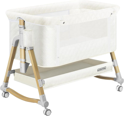 HARPPA Cuddly Bassinet, 3 in 1 Baby Bassinet Bedside Sleeper, Bedside Crib with Mattress and