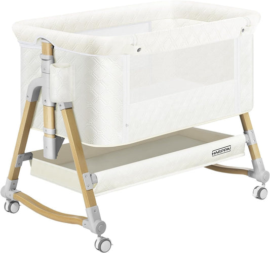 HARPPA Cuddly Bassinet, 3 in 1 Baby Bassinet Bedside Sleeper, Bedside Crib with Mattress and