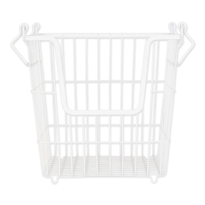 DII Metal Wire Utility Storage Bin, Large, 11x11x11", White