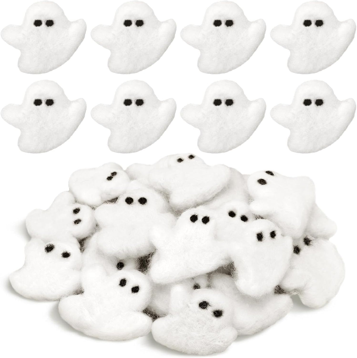 24 Pcs Halloween Felt Ghosts Wool Felted DIY Ornament Ghost for Halloween Party Decoration Home