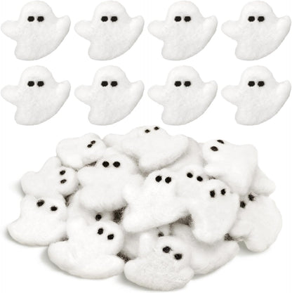 24 Pcs Halloween Felt Ghosts Wool Felted DIY Ornament Ghost for Halloween Party Decoration Home