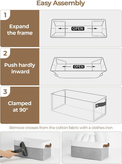 StorageWorks Narrow Storage Bins, Small Basket for Closet and Shelves, Rectangular Fabric Organizer