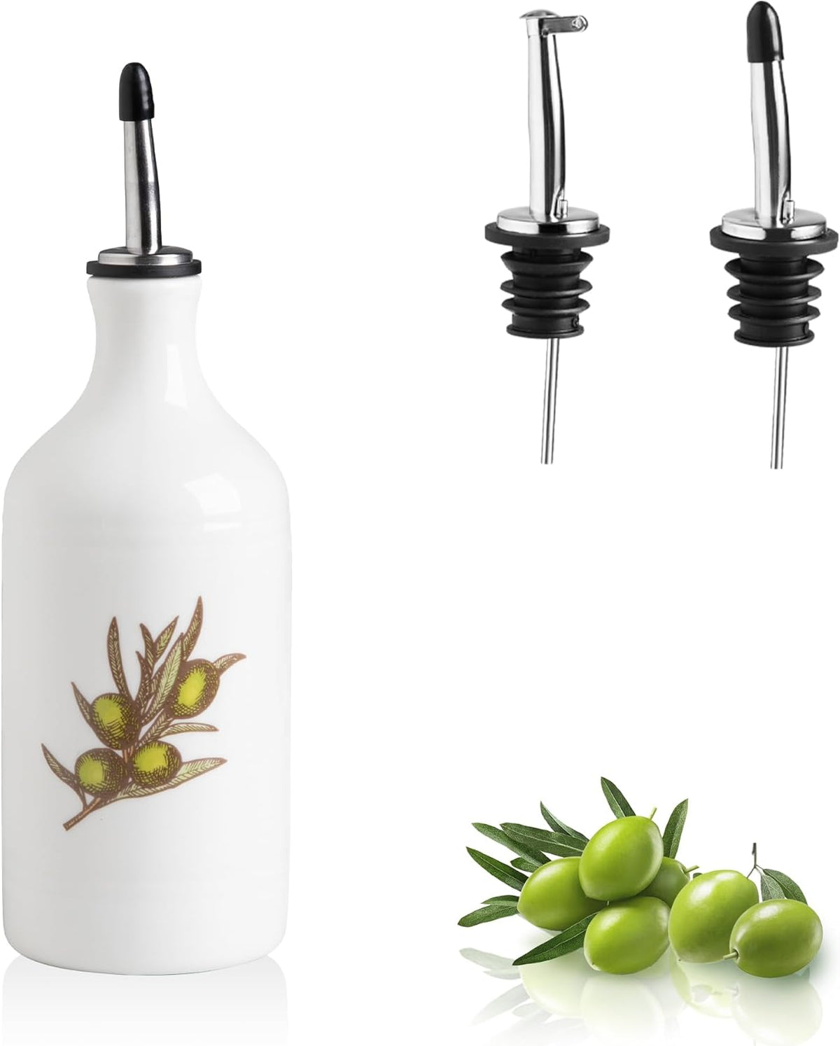 Sweejar Porcelain Olive Oil Dispenser Bottle, Opaque Oil Cruet Protects Oil to Reduce Oxidation