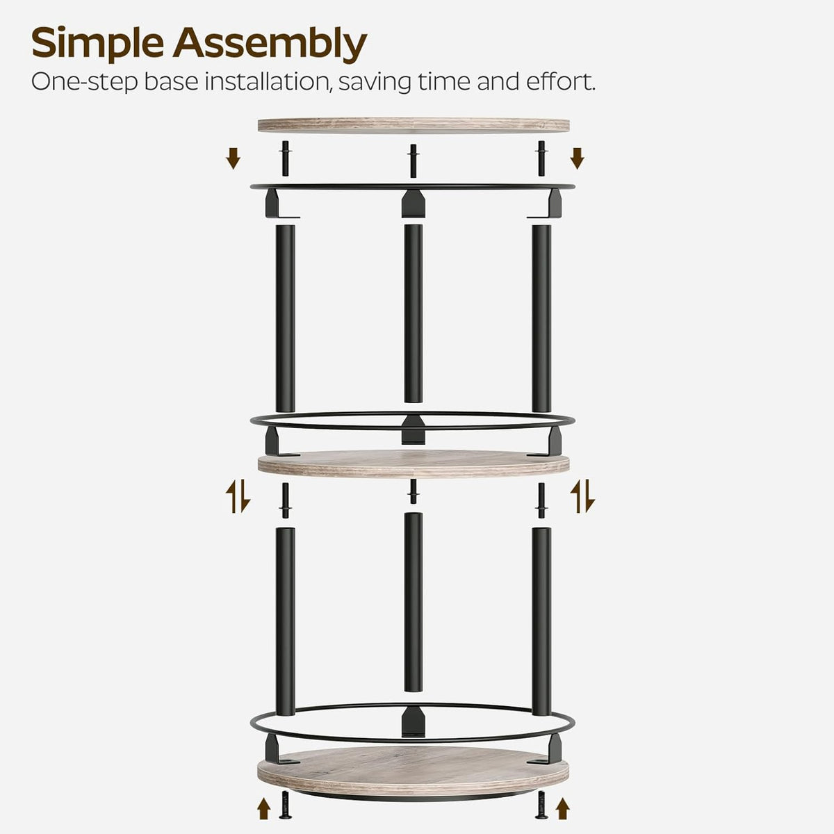 3-Tier Lazy Susan Organizer, Rotating Spice Rack, Spinning Organizer, Industrial Turntable Spice