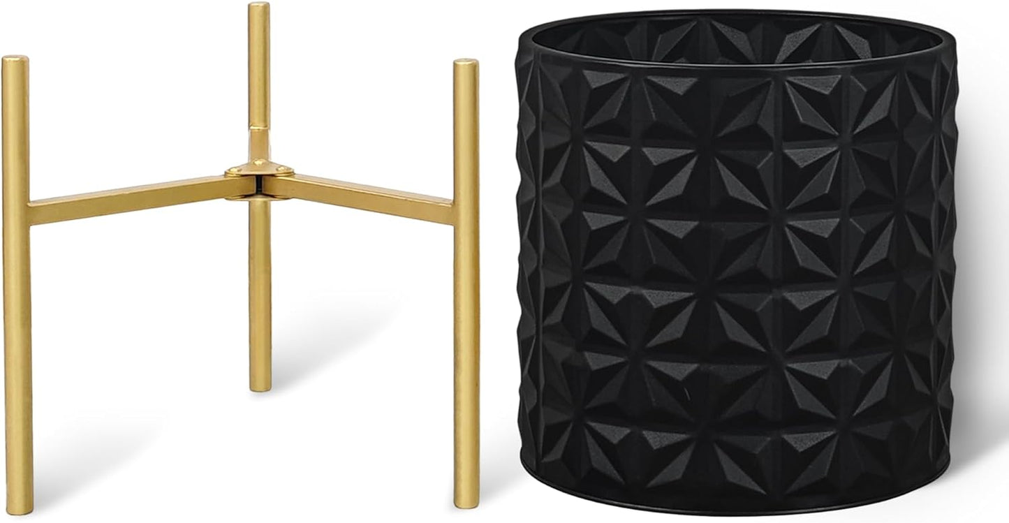 ARNIS Modern Planter Pots, Set of 2 Large Planters with Stand, Decorative Planters, Metal Pots with