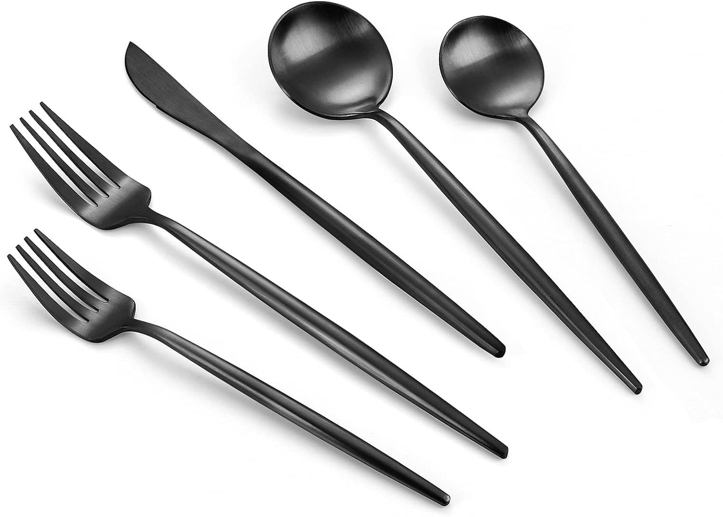 Matte Black Silverware Set, 40-Piece Stainless Steel Flatware Set, Tableware Cutlery Set Service