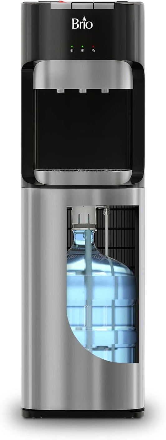 Brio Bottom Loading Water Cooler Dispenser for 5 Gallon Bottles - 3 Temperatures with Hot, Room &